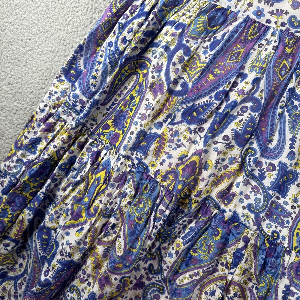 Lauren Ralph Lauren Maxi Dress Womens 8 Paisley Lined Tiered Silk Cotton Summer - Picture 5 of 14